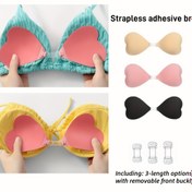 Resim Bikini Mayo Mini Kalp Ayarlanabilir Tokalı Sütyen Anti-Tırmalama Tek Parça Sevimli Toplu Kalp Straplez Görünmez İç Çamaşırı 