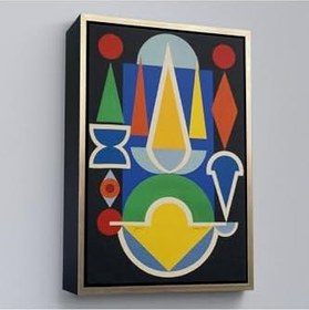 Resim Ahşap Çerçeveli Auguste Herbin - Kompozisyon Çiçek Meyve Tablo-7335 Altın 55 X 75, TTÇ.KNV7335FRM 