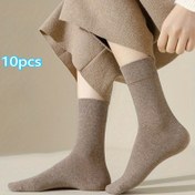 Resim 10 adet/5 Çift Orta Boy Çorap - Yumuşak Yuvarlak Çoraplar, Kabarık Manşetler, Çeşitli Düz Renkler, Nefes Alabilir ve Rahat, Günlük Giyim İçin Uygun, Tüm Mevsimler İçin Çok Yönlü Stil, Sadece Elde Yıkama, Çoraplar, Tüm Mevsimler İçin Ayakkabılar, Klasik Çorap Tasarımı, Rahat Çorap Malzemesi 