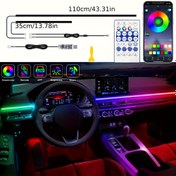 Resim AnautosL 2'si 1 Arada USB Güçlü LED Araç İçi Ambient Aydınlatma, Akrilik Dreamcolor Şerit Dinamik Başlangıç, Müzik Senkronizasyonu, Su Geçirmez Olmayan, 5V, Düğme Pili, Uygulanan Modeller Değişken 