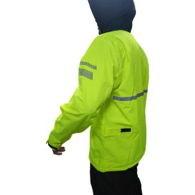 Resim Üçrenk Neon Motosiklet Yağmurluğu Unisex Yağmurluk Cepli File Astarlı Kapşonlu Hafif Su Geçirmez Membran Kumaş 