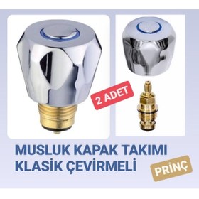 Resim Genel Markalar Volan Musluk Başı Kapak Takımı Çevirmeli Klasik *** 2 Adet Musluk Kafası Salmastra 