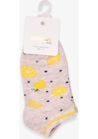Resim Katamino Breeze Kız Çocuk Patik Çorap Limon Desenli Bej (1-2-7-8 Yaş) 