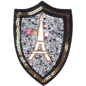 Resim Aplike Ütü İle Yapışan Taşlı Eyfel Kulesi Beyaz Arma 6 cm 