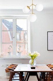 Resim Lambadar Beyaz Eskitme Siyah Modern Akrobat Model Glop Camlı Avize Eskitme Tek Ebat 0097-3Eskglopbeyazcam 