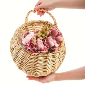 Resim 1 Adet El Dokuma Hasır Asma Sepet - İki Bölmeli Oval Duvar/Kapı Dekoru, Doğal Bej Rattan Örgü Bitki Sepeti, Depolama ve Ev Dekorasyonu, Duvara Monte Bitki Tutucu, Detaylı Örgü Tasarımı, Dayanıklı Bitki Kabı, Rustik Tarz, Boho Stil Severler İçin 
