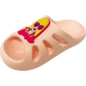 Resim Akım E300-24 Barbie Figürlü Suya Dayanıklı Kız Çocuk Terlik 24-35 Pudra 