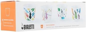 Resim Bialetti - 4'lü Moka Kahve Bardak Seti - Kulpsuz Kahve Shot Bardağı - Bicchierini - Karma Renk - Arte Desen Serisi - Porselen 