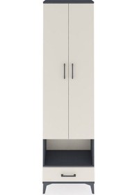 Resim Arges Dolap 5 Raflı Tek Çekmeceli Tek Askılı 60x30x221 Antrasit-aytaşı Antrasit 