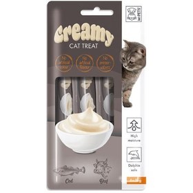 Resim M-Pets Creamy Morina Balıklı ve Sığır Etli Sıvı Kedi Ödülü 1 Adet 4x15 Gr 