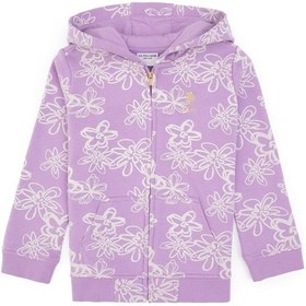 Resim U.S. Polo Assn. Kız Çocuk Lila Kapüşonlu Fermuarlı Çiçekli Sweatshirt 50317959-VR034 