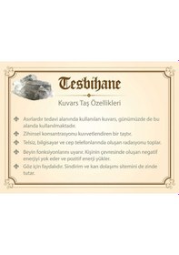 Resim Kararmaz Metal Püsküllü Küre Kesim Kuvars Doğaltaş Tesbih 