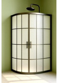 Resim Durul Duşakabin Oval Siyah Çizgi Buzlu 5mm Yükseklik 190 Cm Siyah 