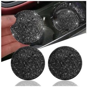 Resim Bling Araba Bardak Altlıkları Bardak Tutucu 2 Paket Evrensel Kaymaz Silikon Bardak Tutucu Eki Kristal Yapay Elmas Araba İç Aksesuarları Siyah 
