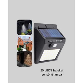 Resim Mey Ithalat® 20 LED Güneş Paneli Aydınlatma - Fotoselli ve Hareket Algılamalı Dış Mekan D 