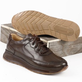 Resim KAHVE ANTİK Gön Hakiki Deri Yuvarlak Burun Bağcıklı Günlük Erkek Sneaker 01391 