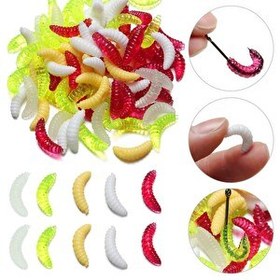 Resim Valkyrie 2.4 CM 4 Farklı Renk Fosforlu Yumuşak Silikon Kurtçuk Olta Balık Yemi - 200 Adet 