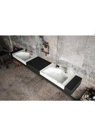 Resim Seramik Kuaför Lavabosu 75 Cm Beyaz Erkek Kare Lavabo Beyaz 