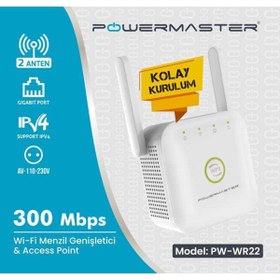 Resim Powermaster Pw-wr22 300 Mbps 2 Anten Usb Wıfı Repeater+access Poınt 