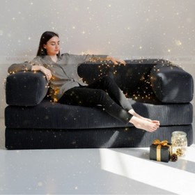 Resim Minderim PİXEL Fitilli Kadife Kanepe | 50 DNS Çökmez Sünger | Yıkanabilir Kılıflı Yatak 80x160 cm 