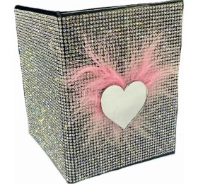 Resim Oasis Life Taşlı Ruhsat Kılıfı Kalp Aynalı Pembe Tüylü Özel Seri 