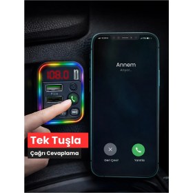 Resim Concord Bluetooth Araç Içi Fm Transmitter | Pd + 3.1A Hızlı Şarj | Çift USB | Rgb LED Ekranlı Müzik Çalar 
