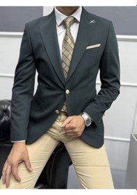 Resim Lux İtalyan Stil Erkek Takım Elbise Klasik Ve Modern Stil Petrol Yeşili 