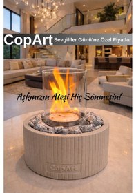 Resim Alba Biyoetanol Masaüstü Şömine - 1 Lt Yakıt Ve Dekoratif Taş Hediye 