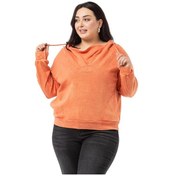 Resim Büyük Beden Degaje Kapüşonlu Yaka Cepli Parça Boyalı Üç İplik Turuncu Sweatshirt-turuncu Turuncu 