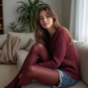 Resim 1 Çift Şık Bordo Kadın Taytı - Yumuşak, Esnek Polyester-Elastan Karışımı, Japon ve Amerikan Tarzı ile Çok Yönlü Moda Çorap, Günlük Kıyafetler için İdeal 