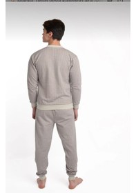 Resim Aysun Tekstil Pamuklu Kumaştan Geniş Kesim Ribana Manşetli Erkek Pijama Takımı 