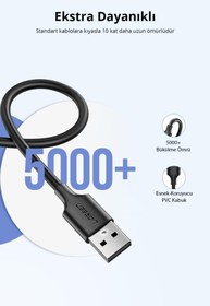 Resim Ugreen USB to Micro USB Hızlı Şarj Kablosu Siyah 2 Metre 