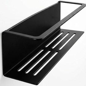 Resim Orret Home Yapışkanlı Banyo Organizer Rafı - Paslanmaz Siyah Metal Duvar Tipi Raf - Delmeden Montajlı Suya Dayanıklı Duş Rafı - Mat Siyah Modern Duvar Organizeri Şampuanlık Sabunluk (Organizer Raf) 