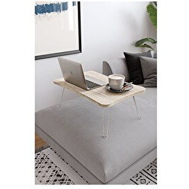 Resim Zuesse Dizayn Taşınabilir Katlanır Yatak Koltuk Üstü Hasta Servis Laptop Bilgisayar Çalışma Sehpası Meşe 