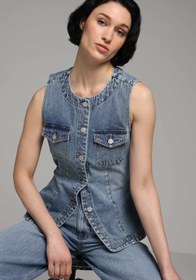 Resim Slim Fit Kadın Light İndigo Denim Yelek Colin's