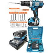 Resim Bulldozer Darbeli 13 MM Metal Madren Çift Akülü Şarjlı VidalamaMatkap Usta Set 