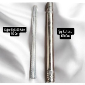 Resim Ciğer Şişi 100 Adet,şiş Kutusu 60 Cm,galvaniz Barbekü Ciğer Şişi 
