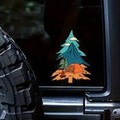 Resim Vinil Dağ Ağacı Çıkartması, Macera Kamp Manzarası Stickerı Çadır ve Yollarla, Mat Bitiş, Düzensiz Şekil, Tek Kullanımlık, Plastik Yüzey Uygulanabilir, Kendinden Yapışkanlı Montaj, Ön Yerleştirme Seçeneği 