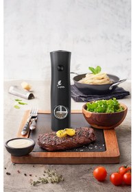 Resim Portofino Pilli Tuz Karabiber Değirmeni Otomatik Baharat Öğütücü İnox 