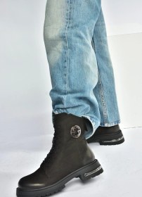 Resim Fox Shoes V555575501 Siyah Hakiki Deri Nubuk Kadın Postal Bot Siyah-Nubuk 