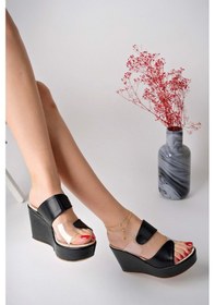 Resim Bulutmod Ba04464 Siyah Kadın Yan Şeffaf Günlük Abiyelik Dolgu 9cm Topuklu Terlik Siyah 