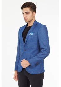 Resim Sposo 5132 Dar Kalıp Yarım Astarlı Açık Lacivert Erkek Blazer Ceket Açık Lacivert 