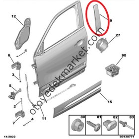 Resim Opel Mokka (2021-2024) Sol Ön Kapı Direk Koruma Plastik Çıtası / Kapı Direk Bakaliti (Orijinal) 