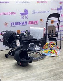 Resim Yeni Doğan Bebek Çeyiz Seti Kabin Boy Bebek Arabası Puset Park Beşik Salıncak Yürüteç Oyun Halısı... Siyah 