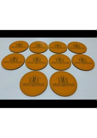 Resim 10'lu Kişiye / Şirkete Özel Logolu Bardak Altlığı Seti Lazer Kesim Kurumsal Hediye 9 Cm Turuncu 