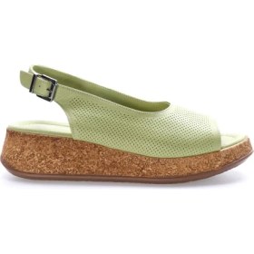 Resim Fast Step Hakiki Deri Kadın Dolgu Topuk Sandalet 227ZA15319-1 