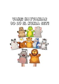 Resim 10 Parça Tox Vahşi Hayvanlar El Kukla Set . Eğitici Oyuncak 