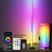 Resim 1 adet Akıllı LED Zemin Lambası Yatak Odası için, RGB+IC LED Işık, USB Güçlü Uzaktan Kumanda ve Uygulama Kontrolü, Çoklu Modlar Ayarlanabilir, Oturma Odası, Oyun Odası, Ofis, Müzik Partisi, Noel ve Cadılar Bayramı Süslemeleri için Uygun 