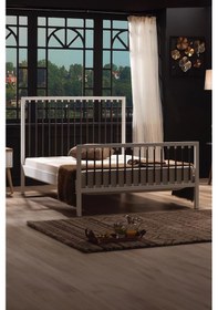 Resim Breeze Çift Kişilik Ferforje Metal Karyola Beyaz-kahverengi Ahşap Latalı 