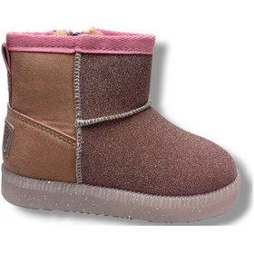 Resim Arzen Bebe 630-26 Süet Simli Deri İçi Kürklü Işıklı Anatomik Kız Çocuk Bot 22-25 Pembe 